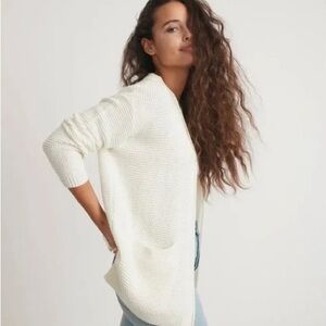 Marine Layer Catalina Open Front Cardigan Sweater Chunky Open-Knit Milk Large